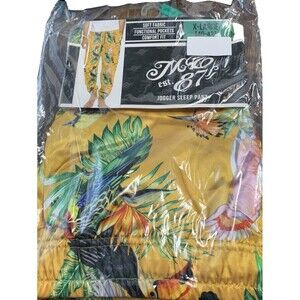 ME Bird of Paradise Pajama Lounge Jogger Pant GOLD Floral Tropical Summer Men XL